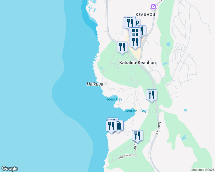 map of restaurants, bars, coffee shops, grocery stores, and more near 78-265 Manukai Street in Kailua-Kona