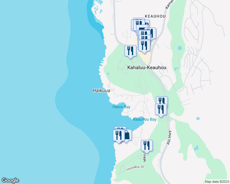 map of restaurants, bars, coffee shops, grocery stores, and more near 78-261 Manukai Street in Kailua-Kona
