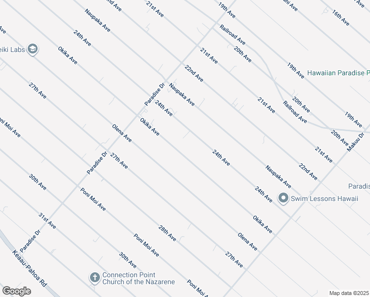 map of restaurants, bars, coffee shops, grocery stores, and more near 15-1817 25th Avenue in Keaau