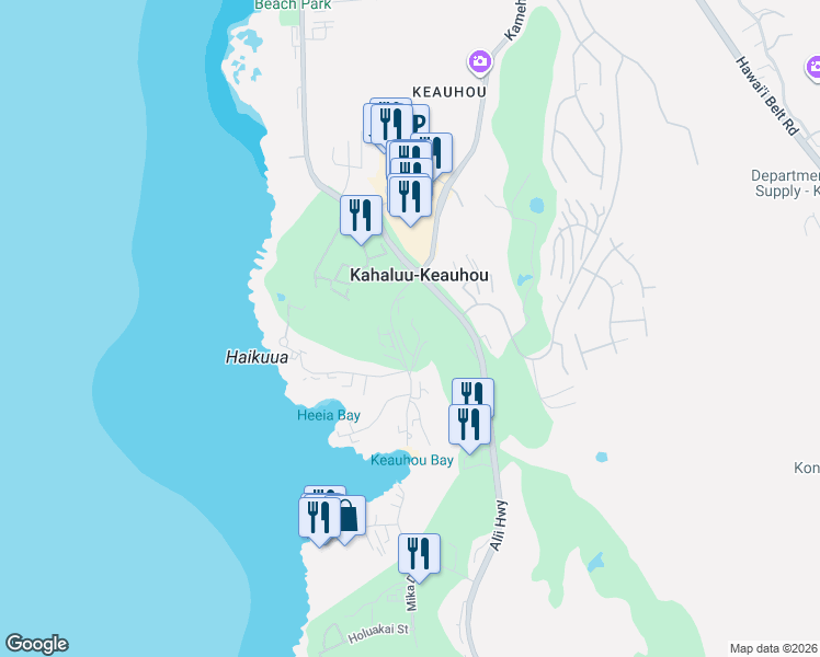 map of restaurants, bars, coffee shops, grocery stores, and more near 78-7039 Kamehameha III Road in Kailua-Kona