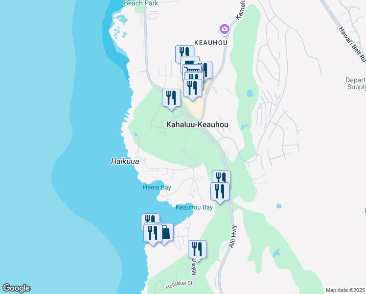 map of restaurants, bars, coffee shops, grocery stores, and more near 78-7054 Kamehameha III Road in Kailua-Kona