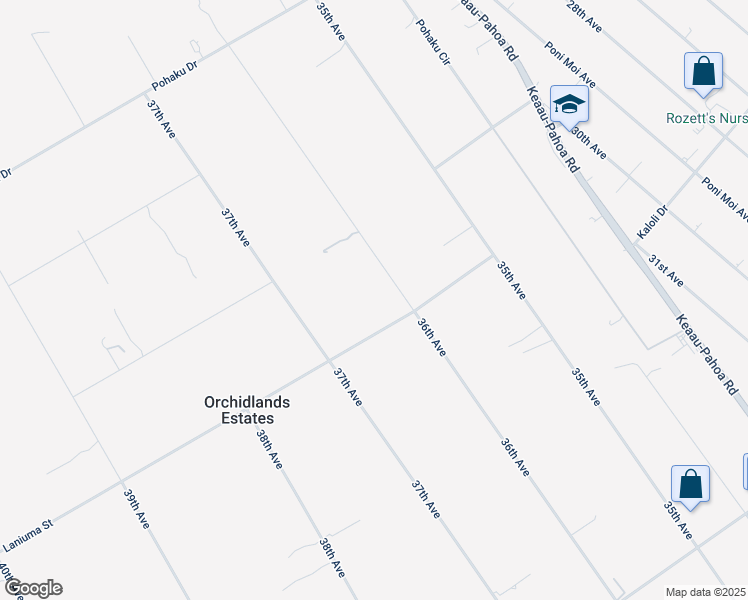 map of restaurants, bars, coffee shops, grocery stores, and more near 16-1456 36th Avenue in Keaau