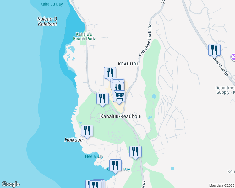 map of restaurants, bars, coffee shops, grocery stores, and more near 14 Alii Drive in Kailua-Kona