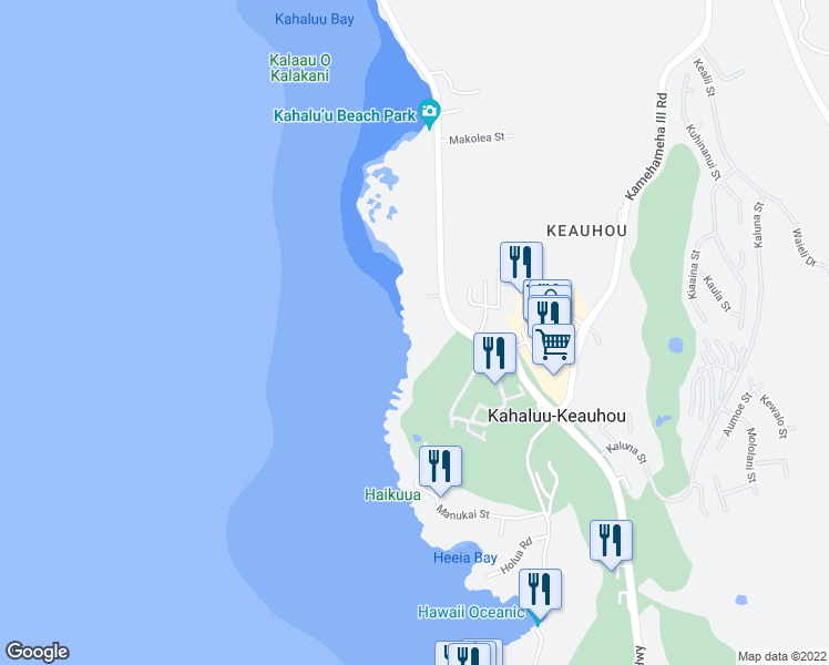 map of restaurants, bars, coffee shops, grocery stores, and more near 78-6800 Alii Drive in Kailua-Kona