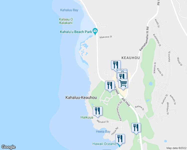 map of restaurants, bars, coffee shops, grocery stores, and more near 78-6800 Alii Drive in Kailua-Kona
