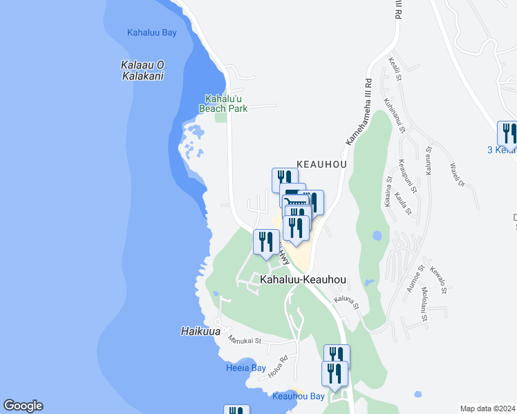 map of restaurants, bars, coffee shops, grocery stores, and more near 78-6833 Alii Drive in Kailua-Kona