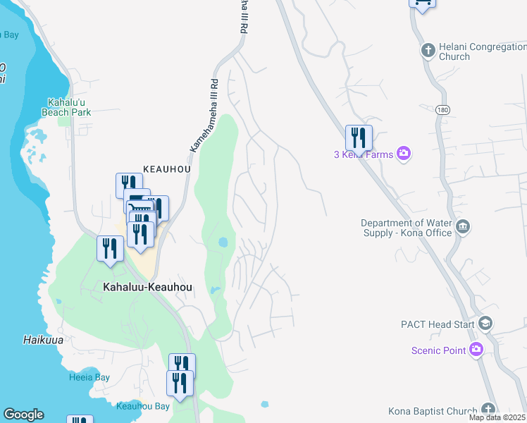 map of restaurants, bars, coffee shops, grocery stores, and more near 78-6880 Keaupuni Street in Kailua-Kona