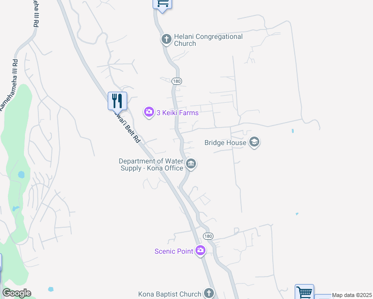 map of restaurants, bars, coffee shops, grocery stores, and more near 78-6685 Mamalahoa Highway in Holualoa