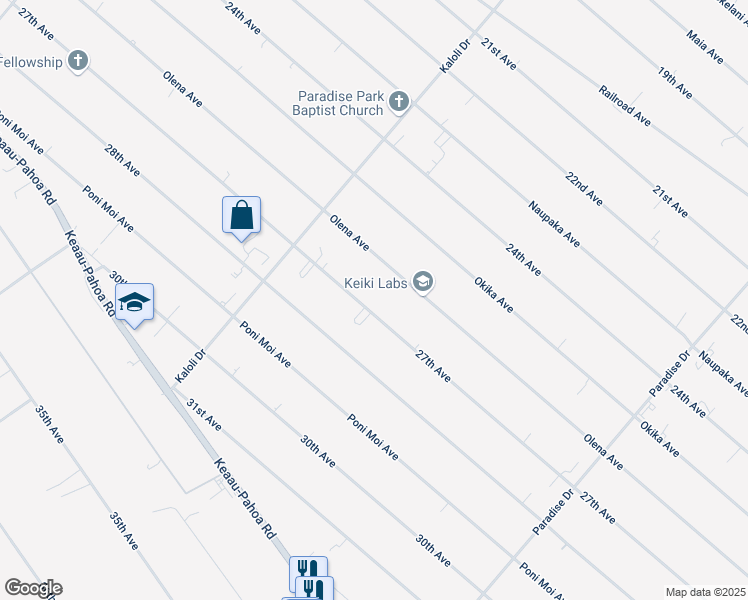 map of restaurants, bars, coffee shops, grocery stores, and more near 15-1589 27th Avenue in Keaau