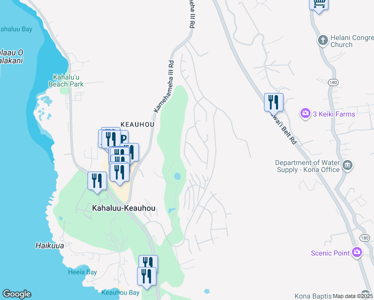 map of restaurants, bars, coffee shops, grocery stores, and more near 78-6935 Kiaaina Street in Kailua-Kona