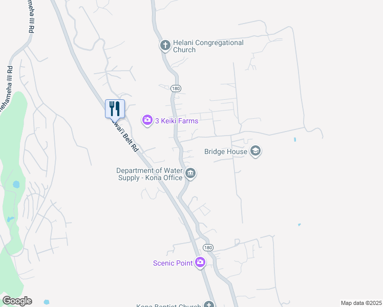 map of restaurants, bars, coffee shops, grocery stores, and more near 78-6685 Mamalahoa Highway in Holualoa