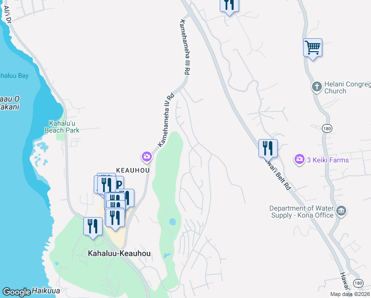 map of restaurants, bars, coffee shops, grocery stores, and more near 78-6814 Keaupuni Street in Kailua-Kona