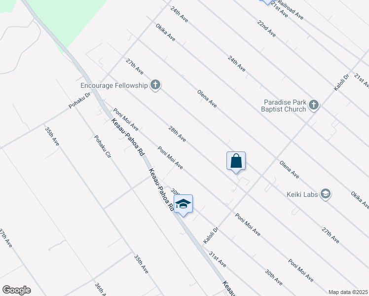 map of restaurants, bars, coffee shops, grocery stores, and more near 15-1442 28th Avenue in Keaau