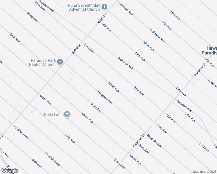 map of restaurants, bars, coffee shops, grocery stores, and more near 15-1628 22nd Avenue in Keaau