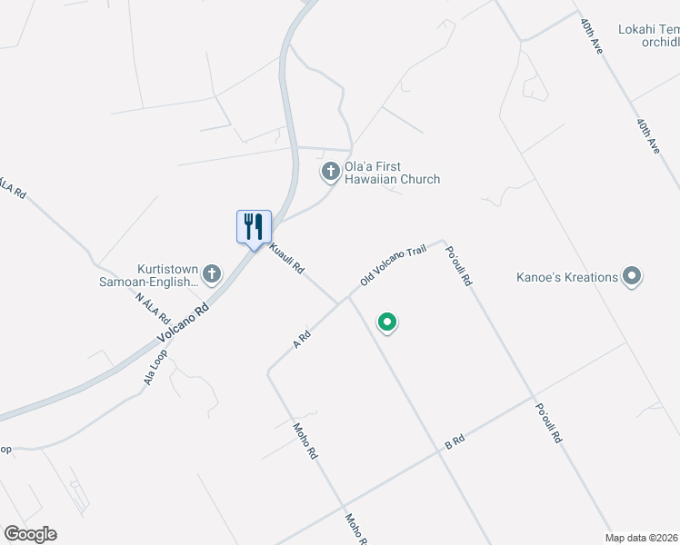 map of restaurants, bars, coffee shops, grocery stores, and more near 17-519 Hale Pule Loop in Keaau