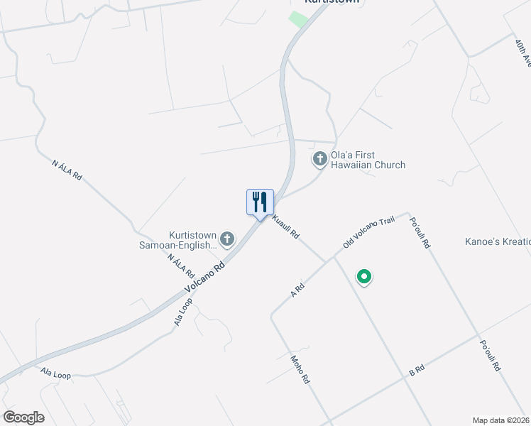 map of restaurants, bars, coffee shops, grocery stores, and more near 17-564 Volcano Road in Keaau