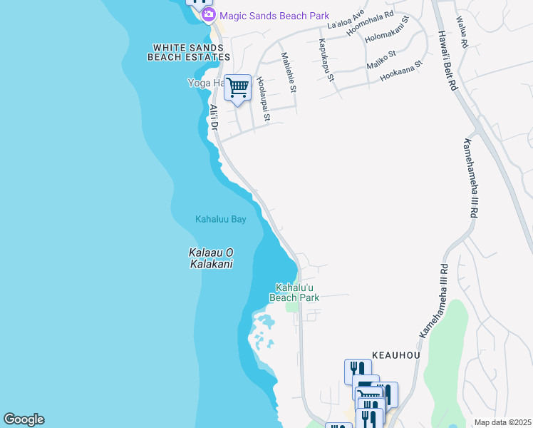 map of restaurants, bars, coffee shops, grocery stores, and more near 78-6640 Alii Drive in Kailua-Kona