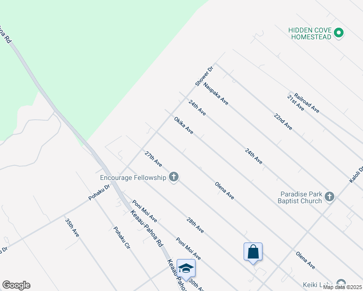 map of restaurants, bars, coffee shops, grocery stores, and more near 15-1351 26th Avenue in Keaau