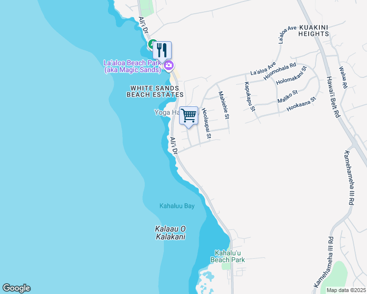 map of restaurants, bars, coffee shops, grocery stores, and more near 141 Kahananui Place in Kailua-Kona
