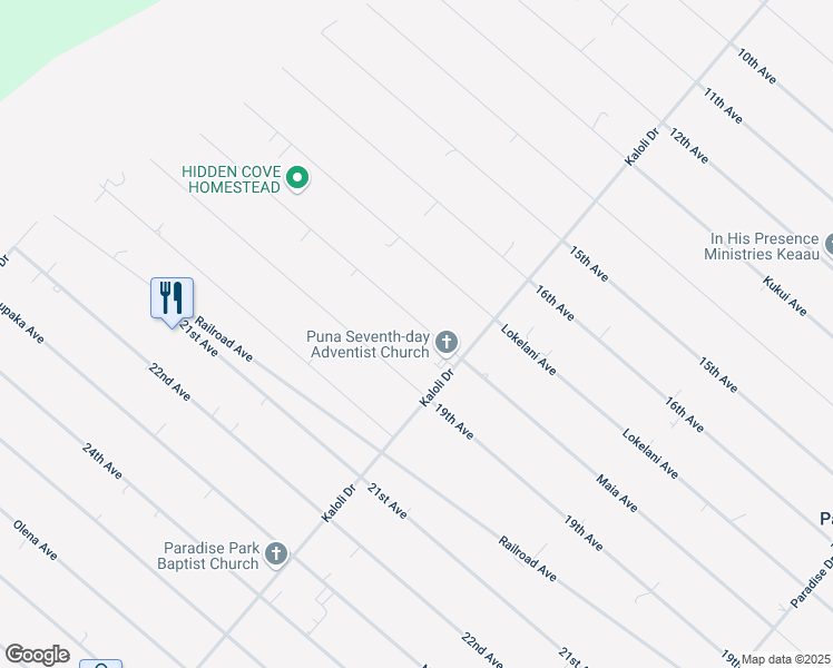 map of restaurants, bars, coffee shops, grocery stores, and more near 15-1490 Maia Avenue in Keaau