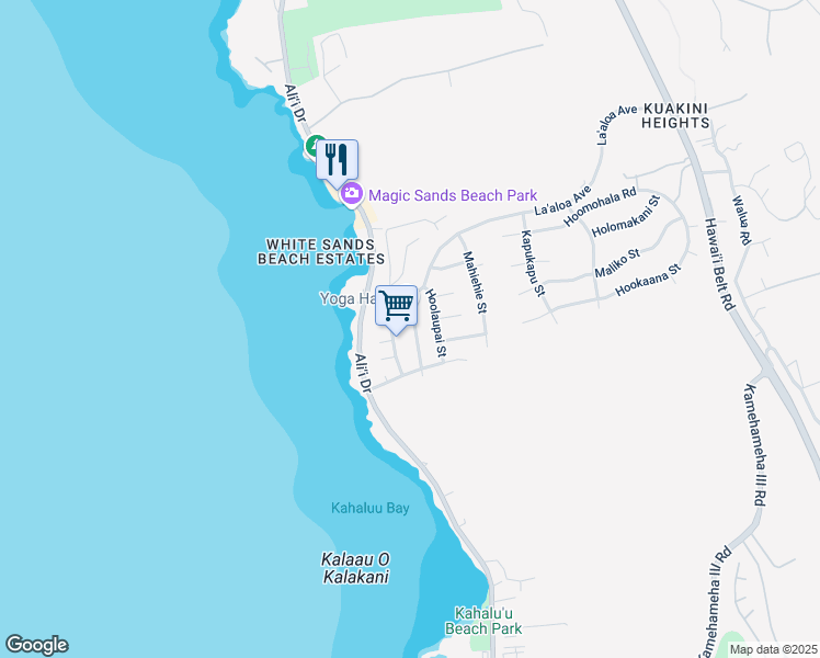 map of restaurants, bars, coffee shops, grocery stores, and more near 77-6533 Princess Keelikolani Drive in Kailua-Kona