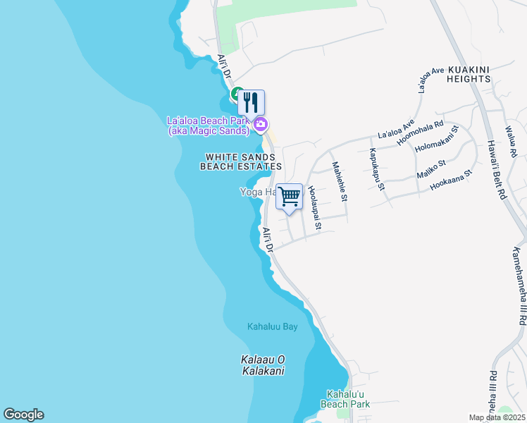 map of restaurants, bars, coffee shops, grocery stores, and more near 77-6534 Ali‘i Drive in Kailua-Kona