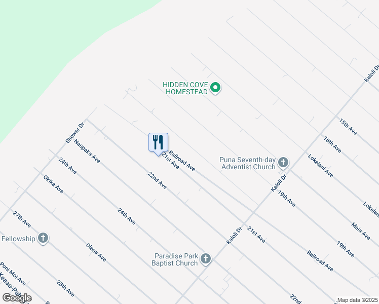 map of restaurants, bars, coffee shops, grocery stores, and more near 15-1428 20th Avenue in Keaau