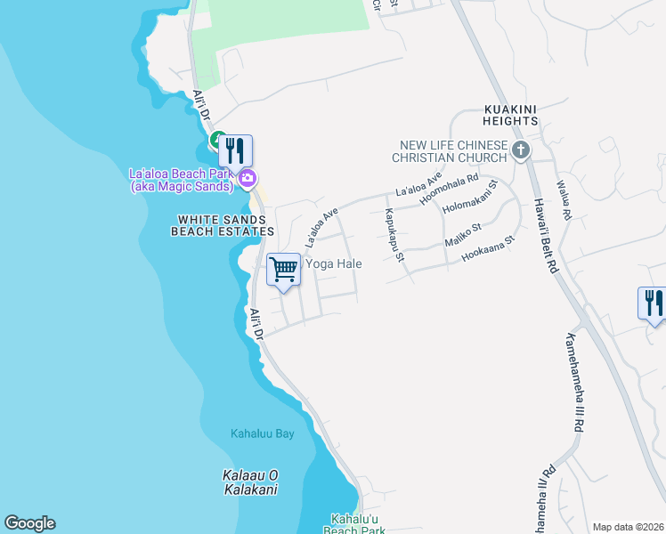 map of restaurants, bars, coffee shops, grocery stores, and more near 77-178 Mahiehie Street in Kailua-Kona