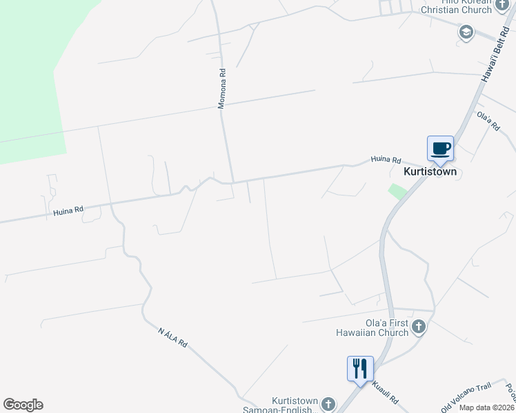 map of restaurants, bars, coffee shops, grocery stores, and more near 17-355 Hina Street in Hilo