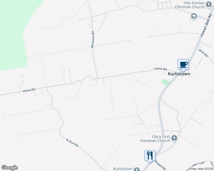 map of restaurants, bars, coffee shops, grocery stores, and more near 17-355 Hina Street in Hilo