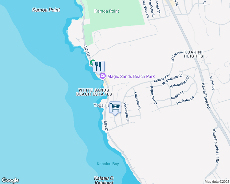 map of restaurants, bars, coffee shops, grocery stores, and more near 77-6491 Princess Keelikolani Drive in Kailua-Kona