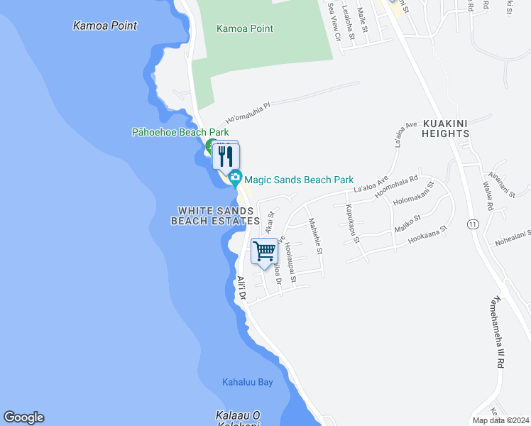 map of restaurants, bars, coffee shops, grocery stores, and more near 77-6491 Princess Keelikolani Drive in Kailua-Kona
