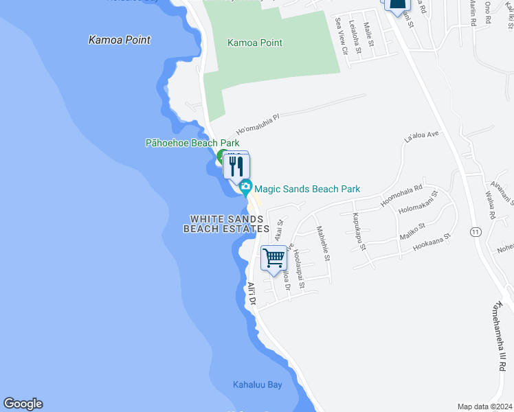 map of restaurants, bars, coffee shops, grocery stores, and more near 77-6494 Alii Drive in Kailua-Kona