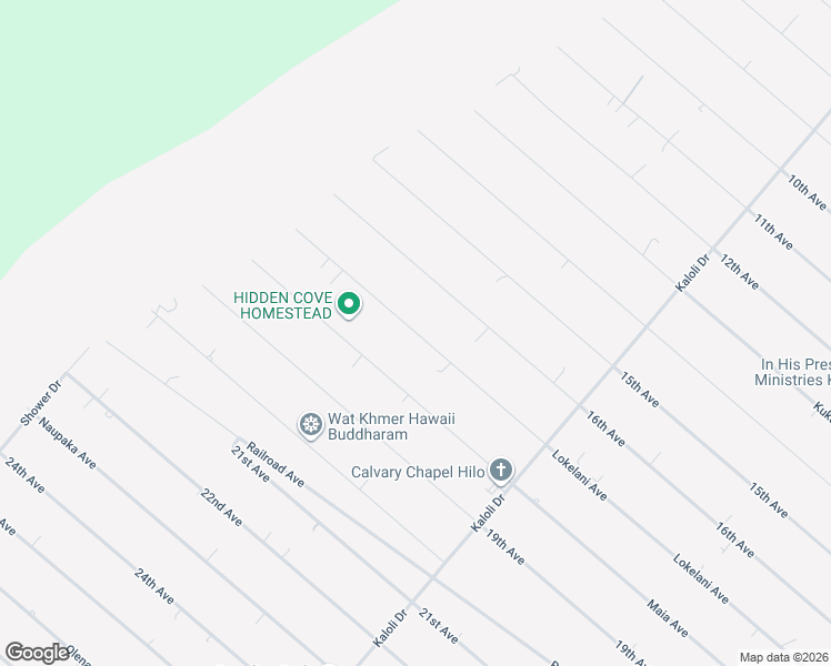 map of restaurants, bars, coffee shops, grocery stores, and more near 15-1435 Lokelani Avenue in Keaau