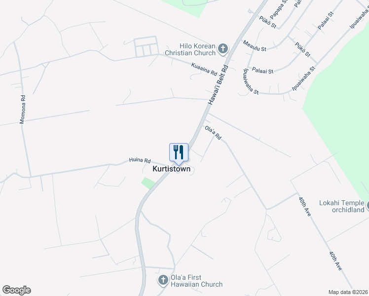 map of restaurants, bars, coffee shops, grocery stores, and more near 17-334 Volcano Road in Kurtistown