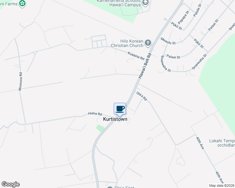 map of restaurants, bars, coffee shops, grocery stores, and more near 17-334 Volcano Road in Kurtistown