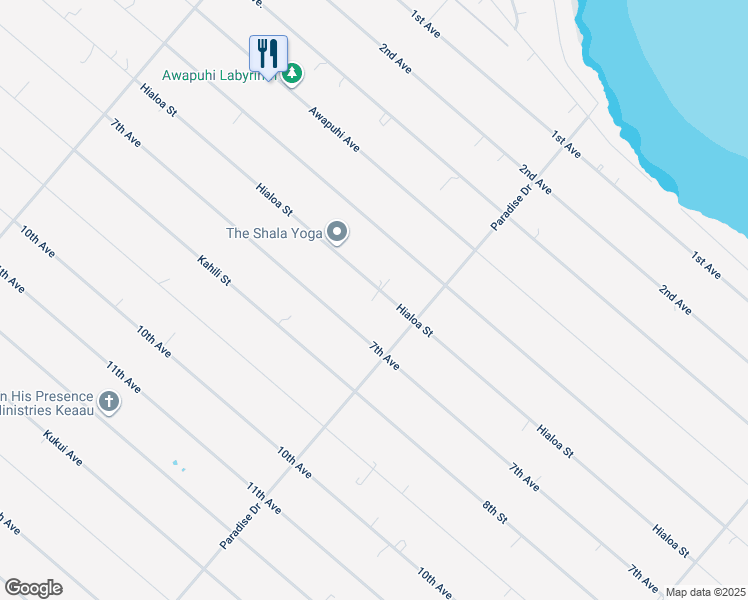 map of restaurants, bars, coffee shops, grocery stores, and more near 15-1724 Hialoa Street in Keaau