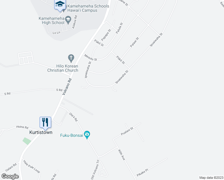 map of restaurants, bars, coffee shops, grocery stores, and more near 17-607 Kapiki Place in Keaau