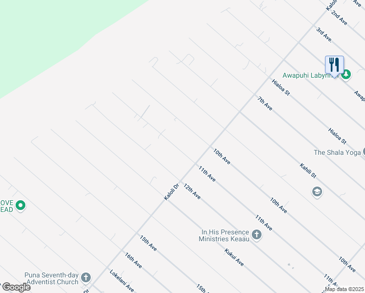 map of restaurants, bars, coffee shops, grocery stores, and more near 15-1505 11th Avenue in Keaau