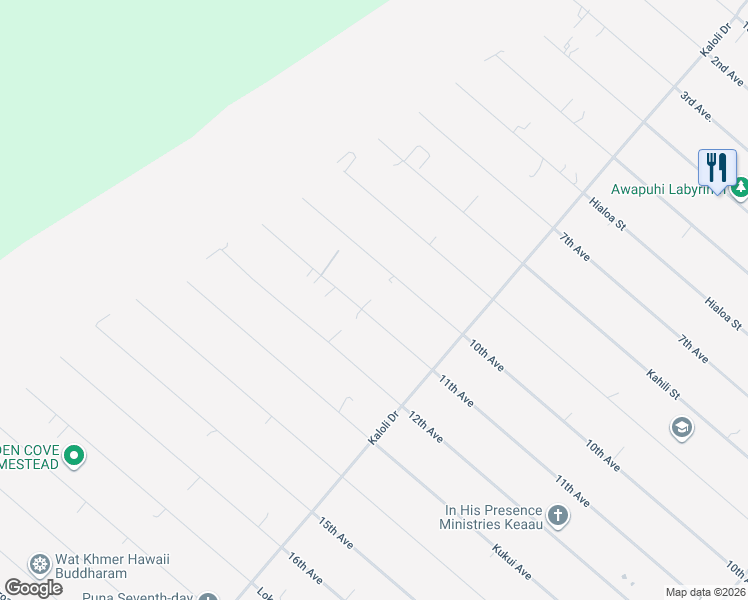 map of restaurants, bars, coffee shops, grocery stores, and more near 15-1475 11th Avenue in Keaau