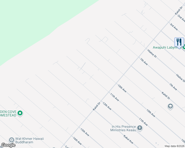 map of restaurants, bars, coffee shops, grocery stores, and more near 15-1475 11th Avenue in Keaau