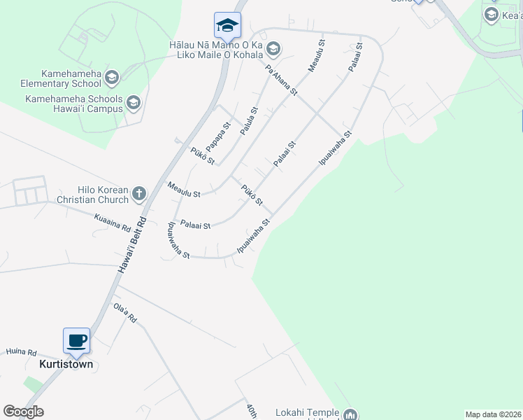 map of restaurants, bars, coffee shops, grocery stores, and more near 17-580 Pūkō Street in Keaau