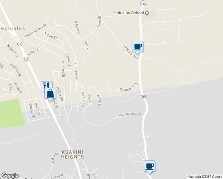map of restaurants, bars, coffee shops, grocery stores, and more near 77-445 Kalamauka Road in Holualoa