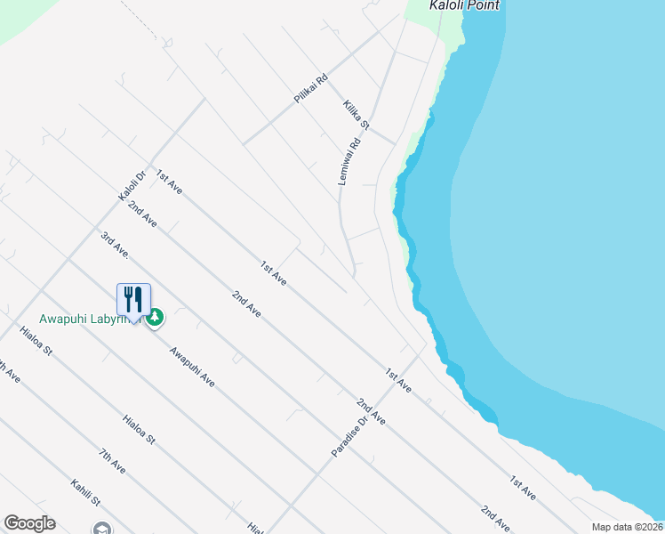 map of restaurants, bars, coffee shops, grocery stores, and more near 15-1634 Beach Road in Keaau