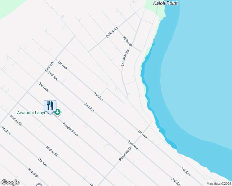 map of restaurants, bars, coffee shops, grocery stores, and more near 15-1634 Beach Road in Keaau