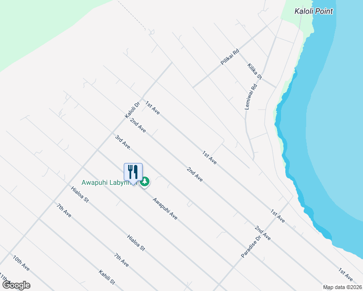 map of restaurants, bars, coffee shops, grocery stores, and more near 15-1606 1st Avenue in Keaau