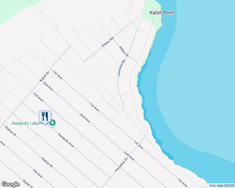 map of restaurants, bars, coffee shops, grocery stores, and more near 15-974 Lemiwai Road in Keaau