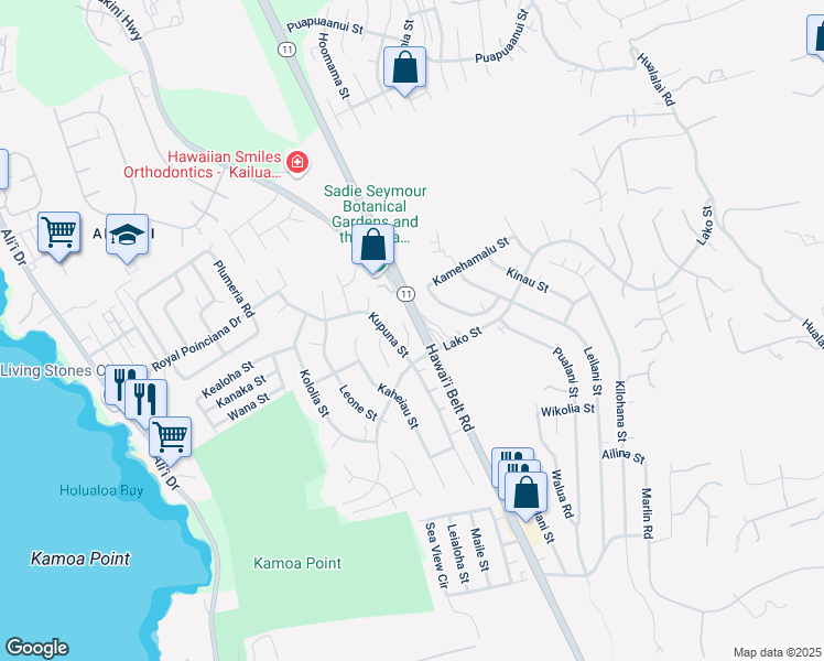 map of restaurants, bars, coffee shops, grocery stores, and more near 76-6299 Haku Place in Kailua-Kona