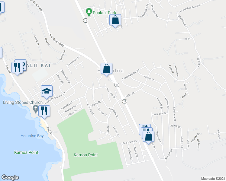 map of restaurants, bars, coffee shops, grocery stores, and more near 76-6299 Haku Place in Kailua-Kona