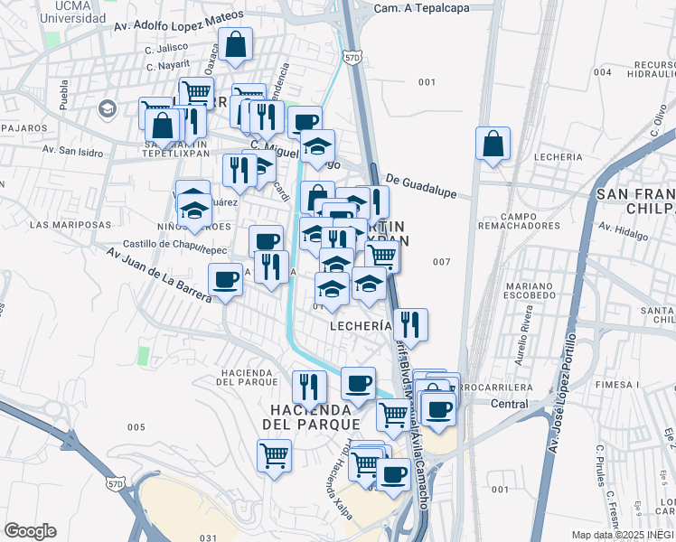 map of restaurants, bars, coffee shops, grocery stores, and more near 27 Francisco I. Madero in Cuautitlán Izcalli